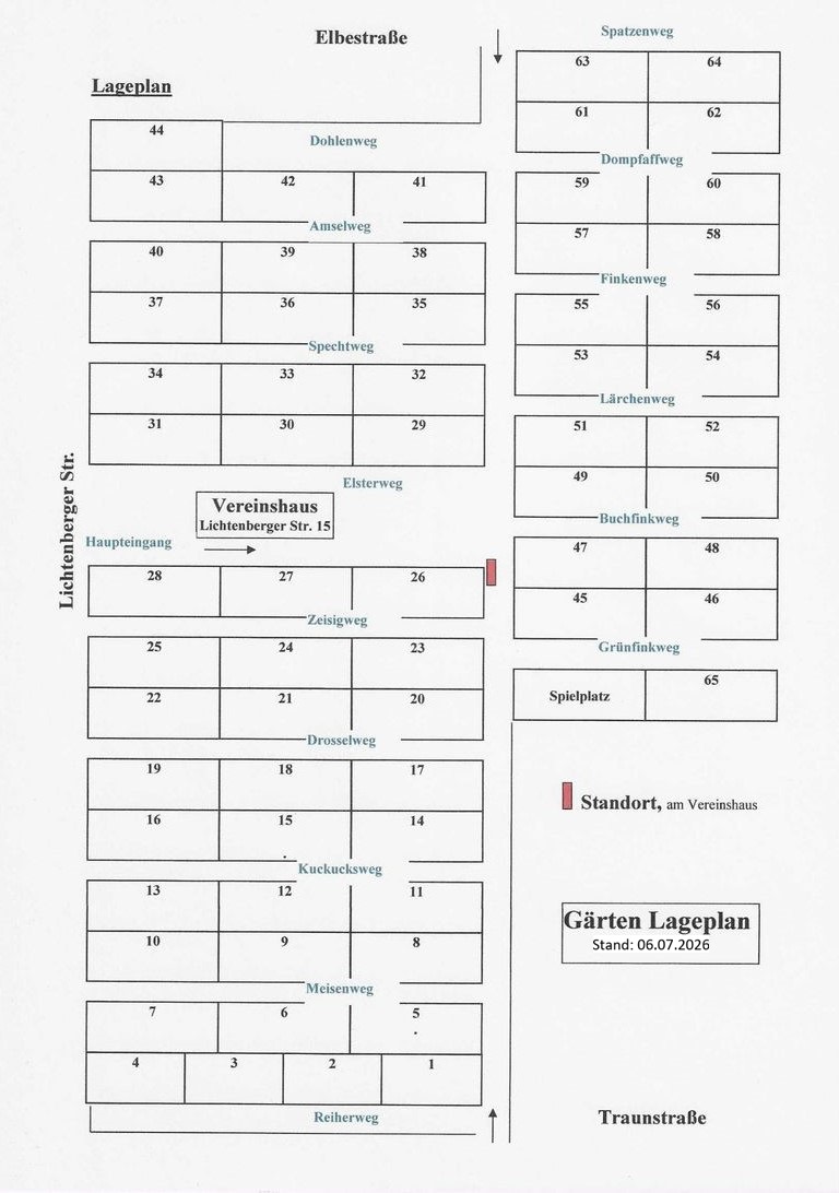 Lageplan Gartenverein Westecke